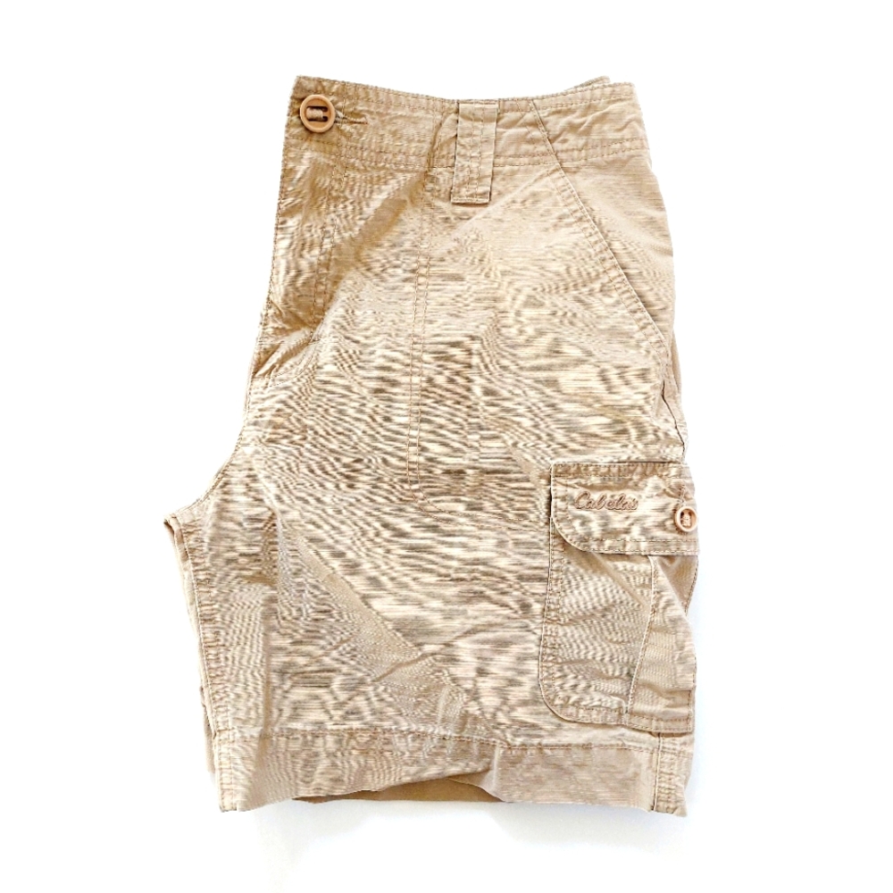 7 pocket Hiker Cabela'sβ Khaki Midi Cargo Shorts size 12 Outdoor Hiking